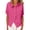 #112-Hot Pink, variant on Women's Stand Collar Relaxed Fit Top, Short Sleeve Button Down Blouse in Crinkle Textured