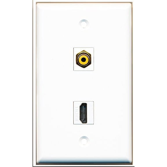 RiteAV - 1 RCA Yellow for Subwoofer/Audio and 1 HDMI Port Wall Plate