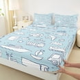 thumbnail image 4 of Feelyou Kawaii Streamship Aircraft Twin Sheet Sets, Cute Truck Car Twin Fitted Sheet, Blue Cartoon Vehicle Flat Sheet, Breathable Home Decor, 3 Pieces, 4 of 8