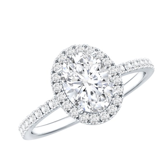Rosec Jewels Classic Cubic Zirconia Halo Engagement Ring for Women, 925 Sterling Silver, US 4.00
