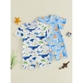thumbnail image 3 of BemeyourBBs Newborn Baby Boy Summer Clothes Infant Baby Boys Ribbed Romper One Piece Outfit Cute Sailboat Marine Creatures Print Crew Neck Short Sleeve Jumpsuits, 3 of 9