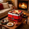 thumbnail image 4 of Yardvibe Christmas Santa Storage Box, 16.5x11.8x11.8 Inch Red Christmas Storage Bin with Lid and Carrying Handle, Foldable Organizer with Lid for Clothes Blankets and Holiday Indoor Storage, 4 of 6