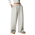 thumbnail image 2 of Maplenight Fleece Sweatpants for Women Elastic Wide Leg Pants with Drawstring Outdoor Running Lounge Pants for Fall Winter, 2 of 9