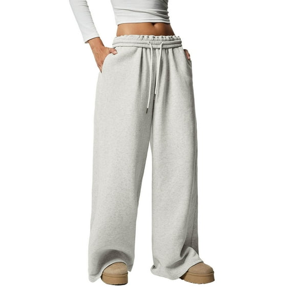Taqqpue Sweatpants for Women Fall Solid Color Baggy Joggers Workout Lounge Lightweight Comfy Elasticed High Waisted Athletic Sweat Pants with Pockets