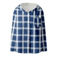 thumbnail image 5 of Women Plaid Hooded Jackets Drawstring Fall Long Sleeve Button Down Shackets Winter Warm Trendy Fashion Loose Clothing, 5 of 5