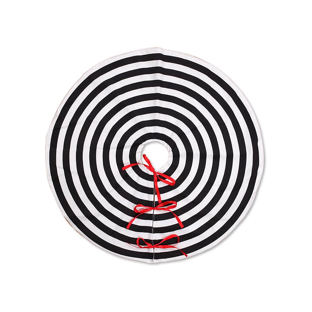 Christmas Tree Skirt 28.7" Black And White Tree Skirt, Annual Ring