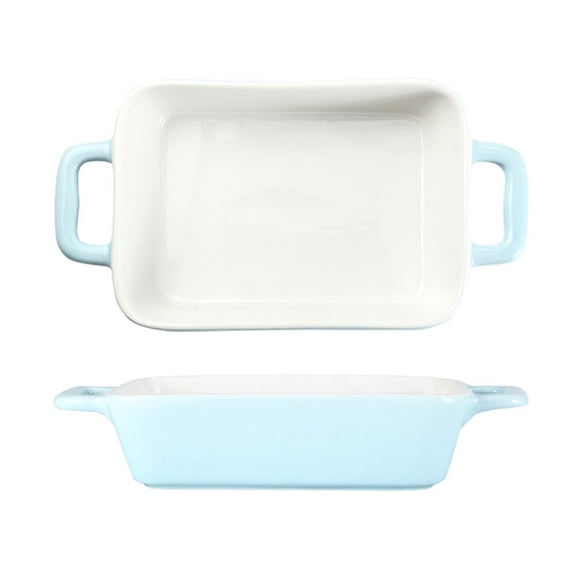 Minimalist Ceramic Double-Handled Baking Pan Rectangular Household Tableware Oven Microwave