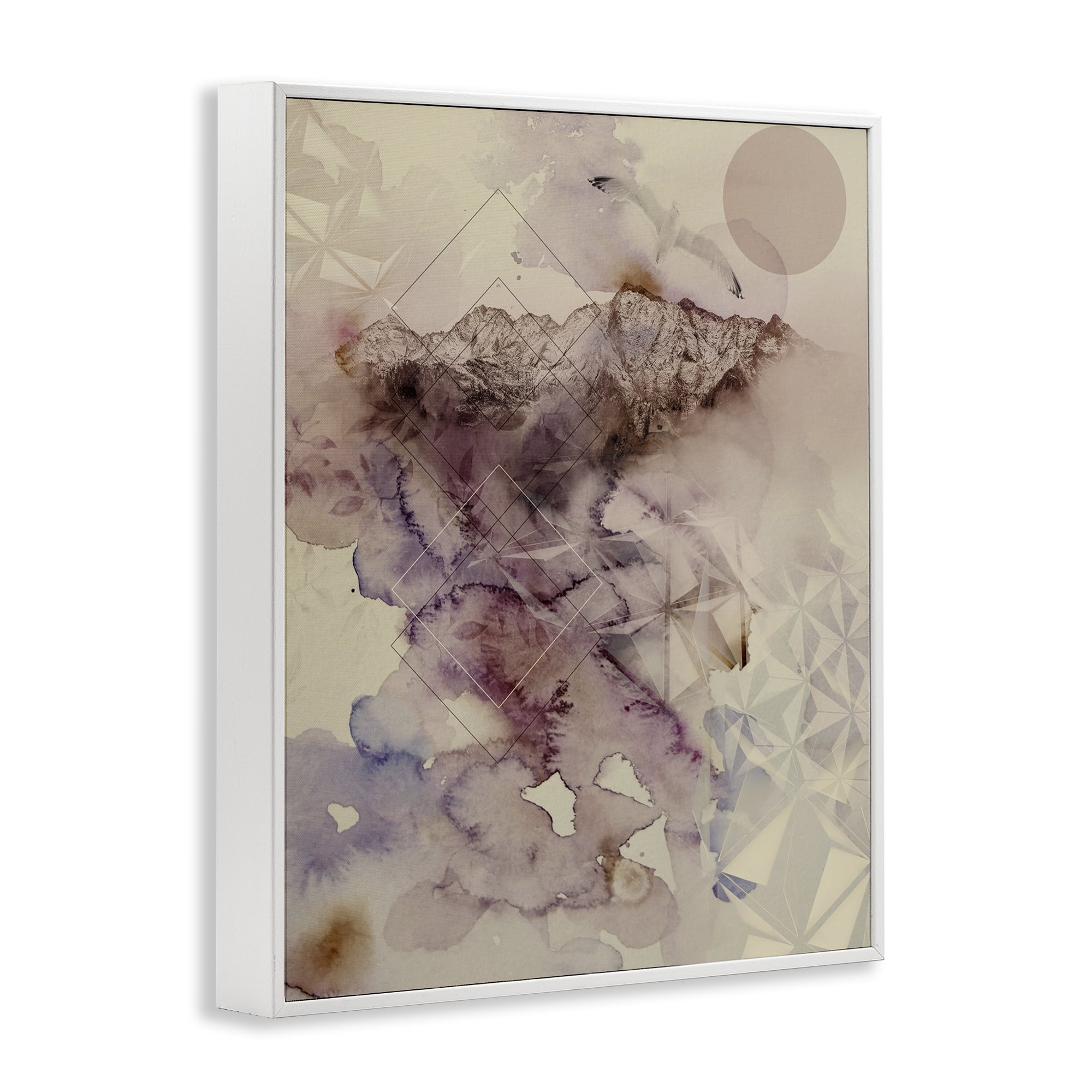 Stupell Industries Dust Abstract with Geometrics White Framed Giclee Art, design by Gemma Bardot