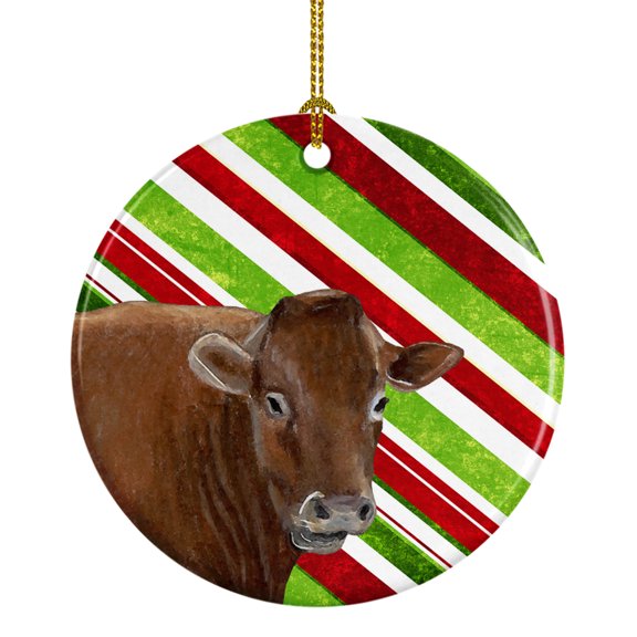 Cow Candy Cane Holiday Christmas Ceramic Ornament