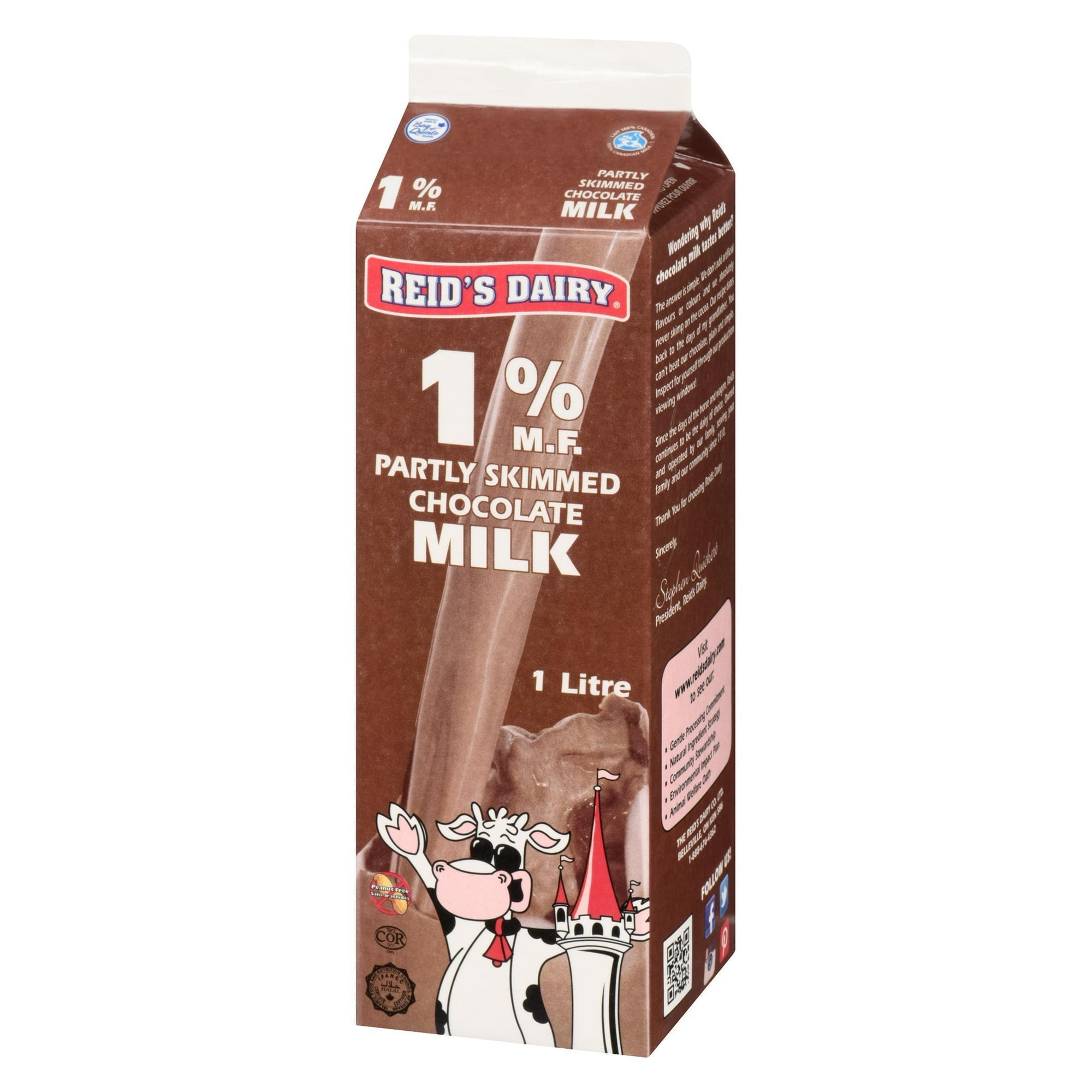Reid's Dairy Partly Skimmed Chocolate Milk 1% M.F., 1 L