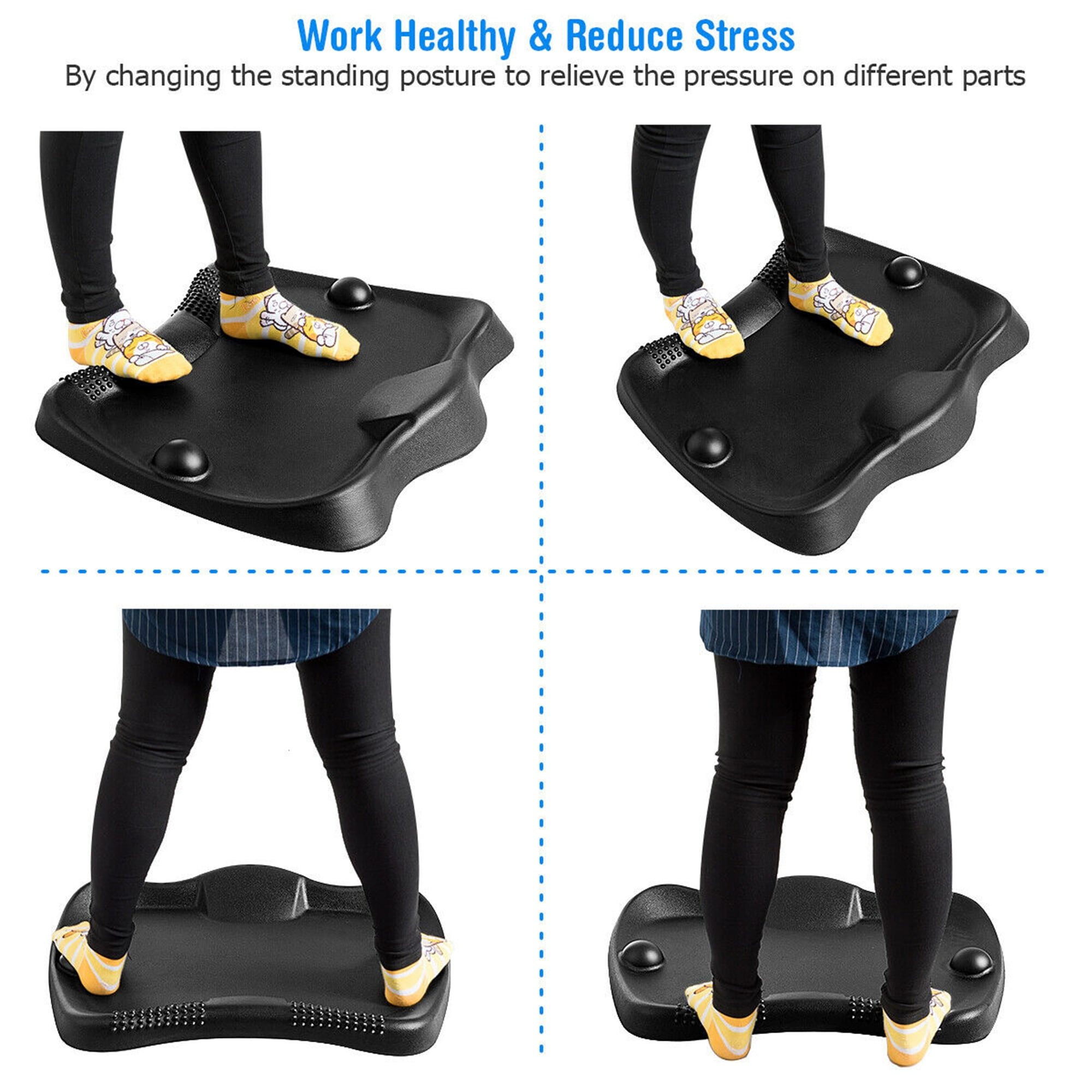 Giantex Anti Fatigue Mat, Not-Flat Comfort Floor Mat with 2 Massage Balls,  Ergonomic Foot Massage Pad for Stand Up Desk, Soft & Durable Standing Desk