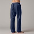 thumbnail image 5 of WOLIAUO Mens Linen Pants Summer Beach Pants Casual Loose Fit with Waist Drawstring Lightweight Vacation Clothing (2XL Navy), 5 of 6