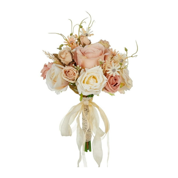 Ramo de novia, rosas artificiales, arreglos florales, suministros, ramo para lanzar, flores de para la boda nupcial, hogar