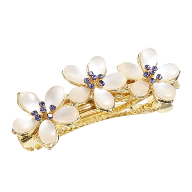 Pinzas para el cabello de flores para mujeres, pinzas para el cabello vintage de strass, horquillas de flores, accesorios para el cabello morado