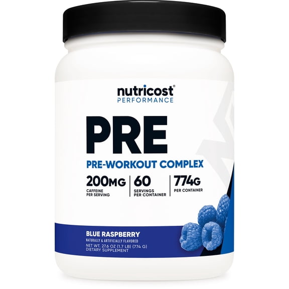 Nutricost Pre-Workout Complex Powder (Blue Raspberry) 60 Serivings - Fitness Supplement with Beta-Alanine, Taurine & Amino Acids