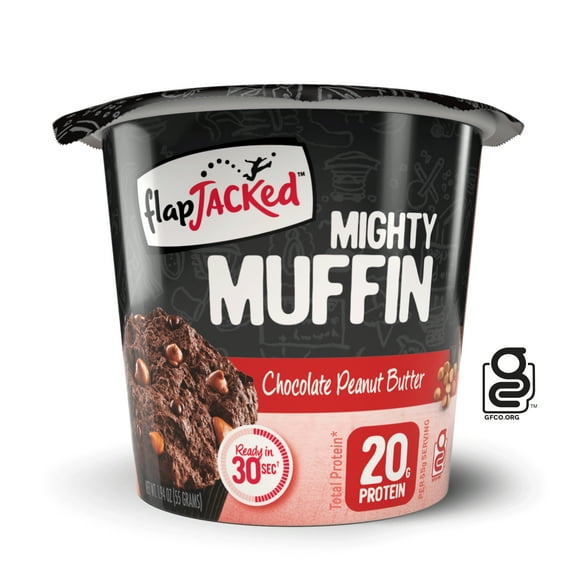 FlapJacked Mighty Muffin Chocolate Peanut Butter Microwavable Muffin Cup -Gluten-Free, 1.94 oz.