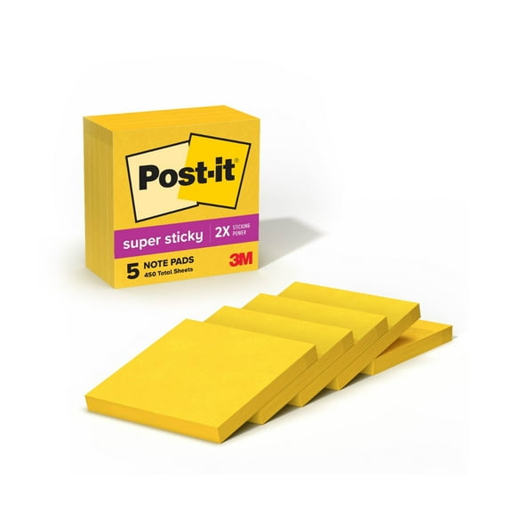 Post-it Super Sticky Notes, 3 in. x 3 in., Sunnyside, 5 Pads