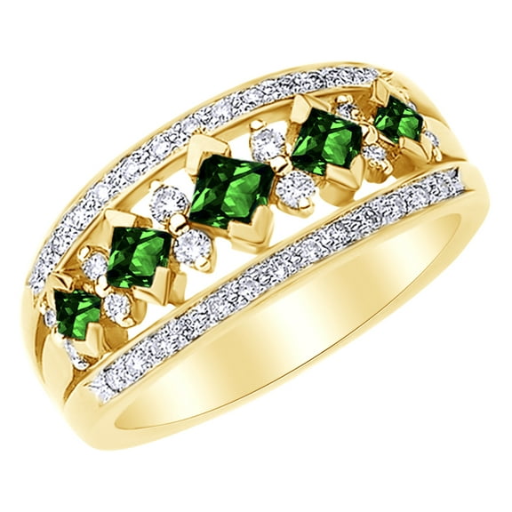 AFFY White Natural Diamond Anniversary Band Ring in 14k White Gold (0.75 Cttw)