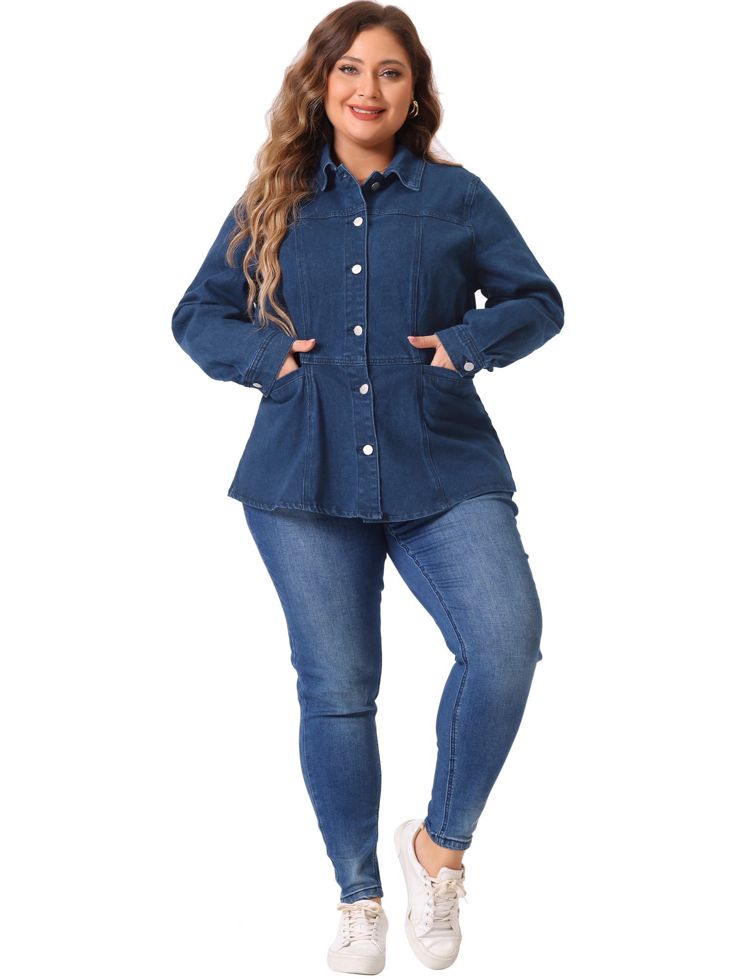 DARING DIVA Women's Plus Size Classic Button Down Denim Jackets 2X Black Blue
