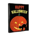 thumbnail image 3 of Stupell Industries Happy Halloween Haunted Jack-o-Lantern Graphic Art Jet Black Floating Framed Canvas Print Wall Art, Design by The Saturday Evening Post, 3 of 6