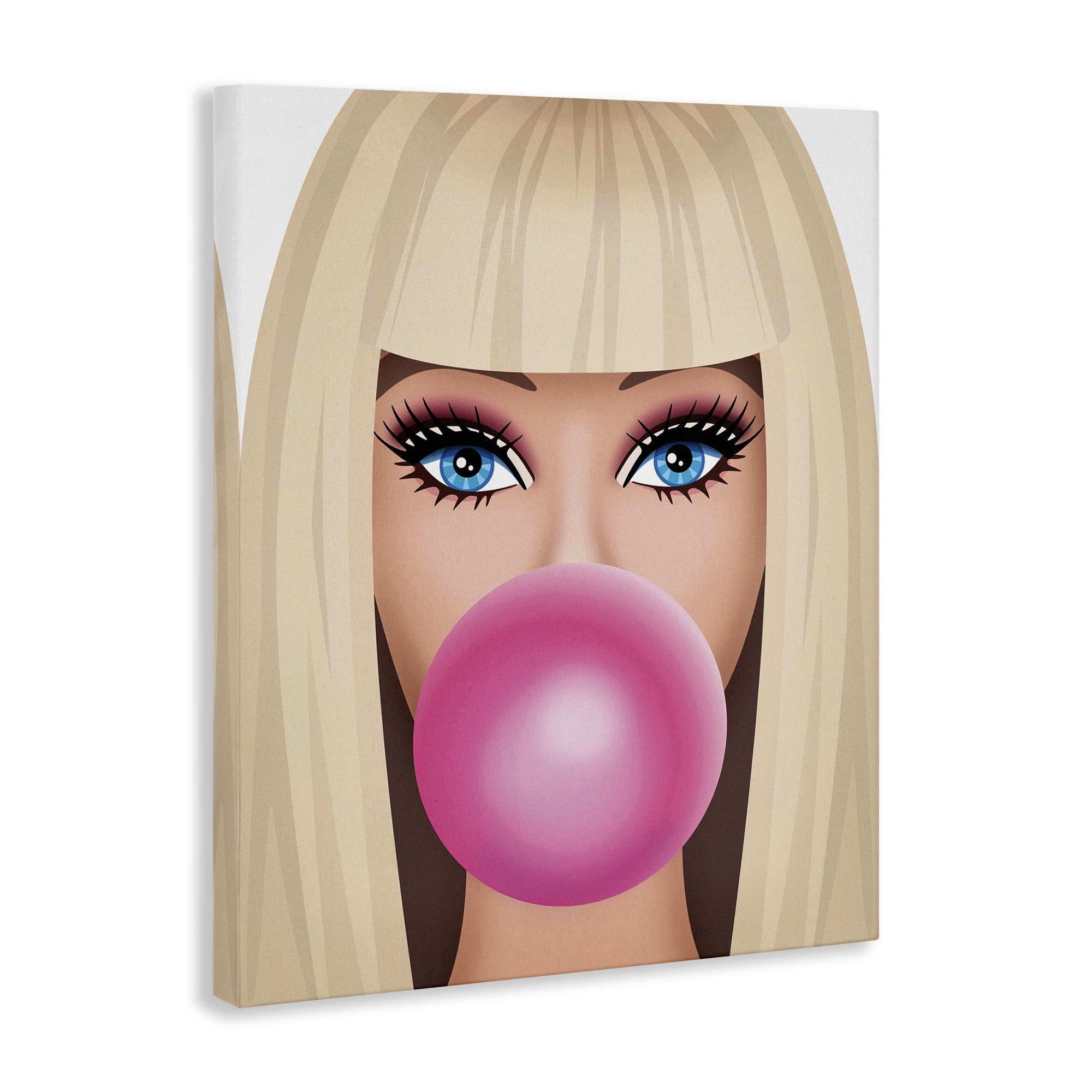 Stupell Industries Blonde Girl & Bubblegum People Painting Wrapped Canvas Art Print Wall Art, 16 x 20