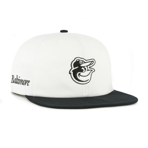 Men's '47 White/Black Baltimore Orioles Foundation Captain Snapback Hat