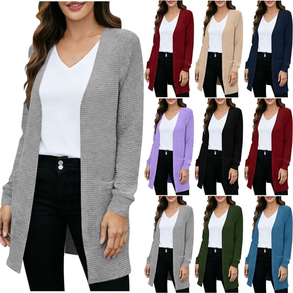 Women's Casual Long Sleeve Pocket Blouse Cardigan Sweater Top Loose Fit Comfortable Soft Knit Work Office Fall Winter Fashion | CSEONE,Army Green L