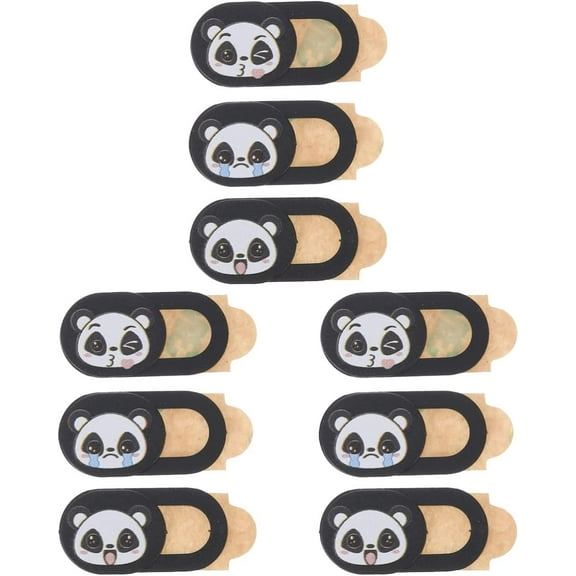 9pcs Phone Sticker Protection Webcam Style Universal Privacy Blocker Computer Protector Cover Animal Men Accessories Pattern Patch Lenses Tablet for Cell Camera Panda