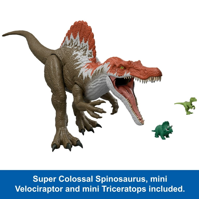 Jurassic World Super Colossal Spinosaurus Pack, 36 Inch Long Dinosaur Toy & 2 Mini Figures