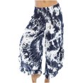 thumbnail image 2 of Snoarin Summer Plus Size Capris for Women Casual Pants With Eastic Waist, Solid Color Splashed Ink Print, Tie Dyed Ink, Seven Point Loose Wide Leg Pants Trousers for Women on Clearance, 2 of 4