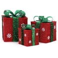 thumbnail image 1 of LuxenHome WHHD1638 Cadeaux avec Nœuds LED Éclairés Décoration Intérieure Extérieure Vacances, Rouge & Vert - Ensemble de 3, 1 of 1