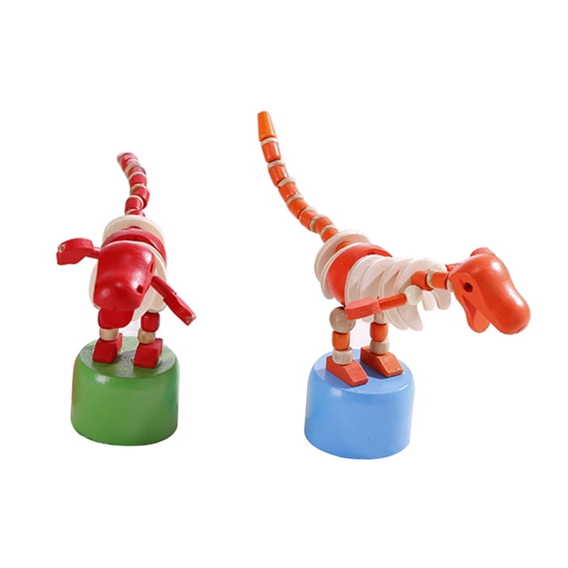 MasteelfCA 2pcs Animal Shaped Rocking Toys Wooden Dinosaur Rocking Toys Desktop Ornaments