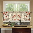 thumbnail image 4 of Yayeee Kitchen Curtains Tier Set of 2 Light Filtering 57"x24" Over Sink Window Panels, Red Floral Pattern, 4 of 7