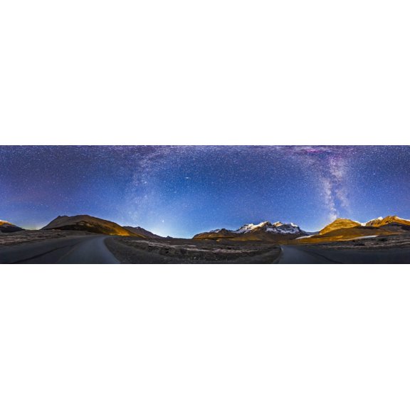 Panorama of the Columbia Icefields and Athabasca Glacier at moonrise Canvas Art - Alan DyerStocktrek Images (52 x 16)