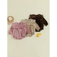 thumbnail image 3 of Miaouyo Infant Baby Girls Velvet Fall Romper 0 3 6 12 18 Months Fashionable Solid Color Ruffled Round Neck Long Sleeve Bubble Jumpsuit, 3 of 9