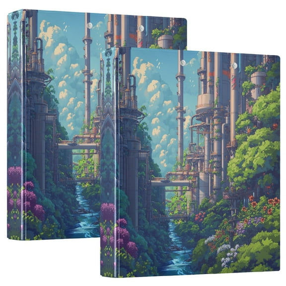 Waterproof PVC Round Ring Binder - D-Rings Clipboard, 200 Page Capacity (1 or 2-Pack), Ideal for Office , Home and School，Landscape