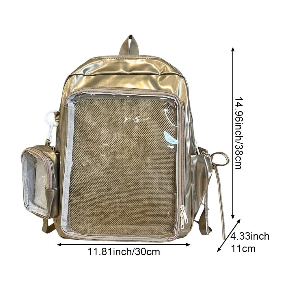 Hzzsbu Ita Bag Clear Backpack Heavy Duty PVC Transparent Backpack Multiple Pockets Bookbag for Concert Work Security Travel Festival