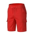 thumbnail image 2 of Aayomet Mens Shorts Trousers Shorts Solid Pant Male Pant Shorts Slim Pocket Casual Summer Name Brand Shorts for Men Red,XL, 2 of 5