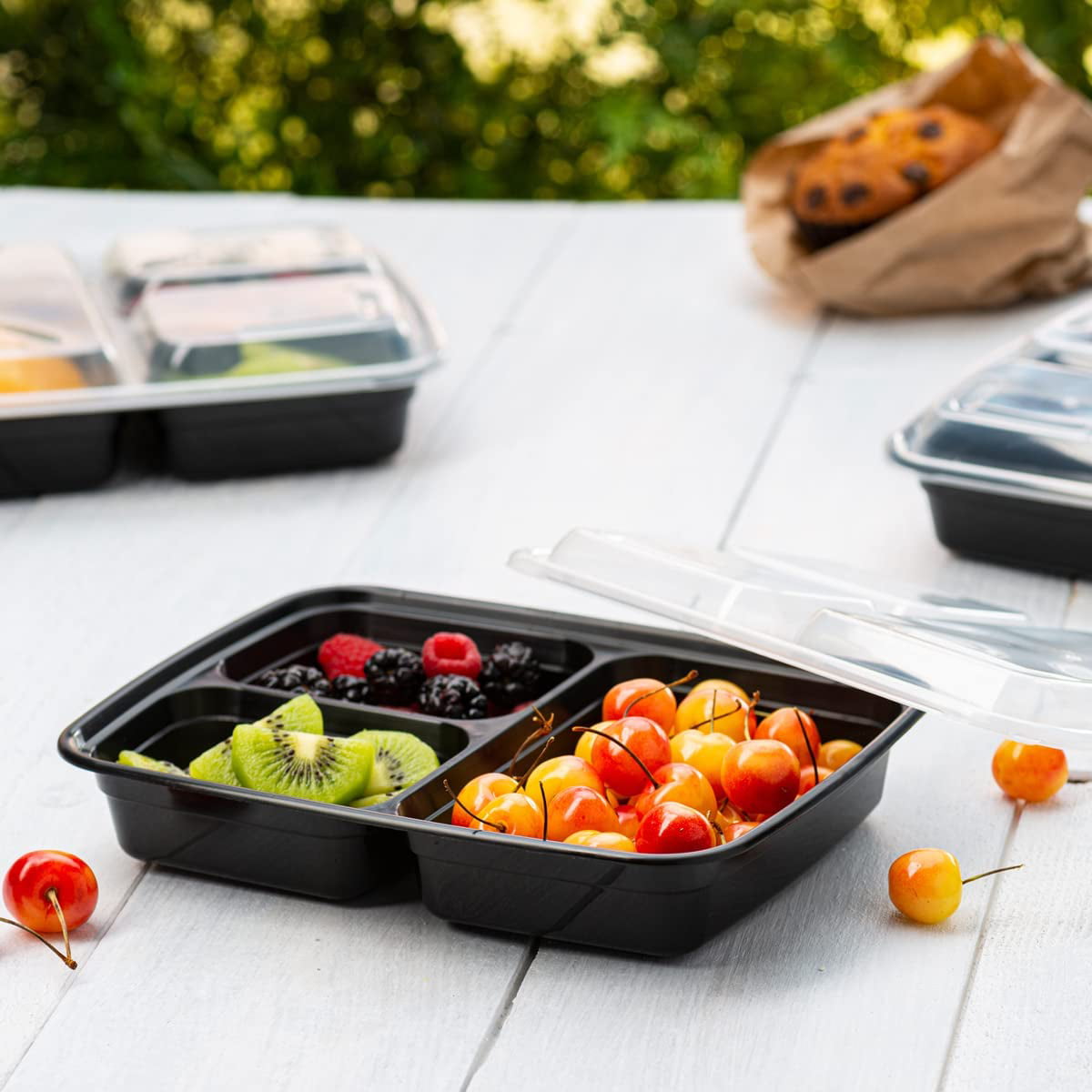  OTOR Bento Boxes Meal Prep Containers 3 Compartments with Clear  Airtight Lids Food Grade Deli Container Lunch boxes take away Travel  Containers Freezer Safe16oz 25 Sets: Home & Kitchen