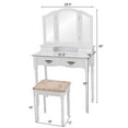 thumbnail image 3 of Topbuy Tri Folding Vanity Mirror Makeup Table Set w/4 Drawers & Stool White, 3 of 5