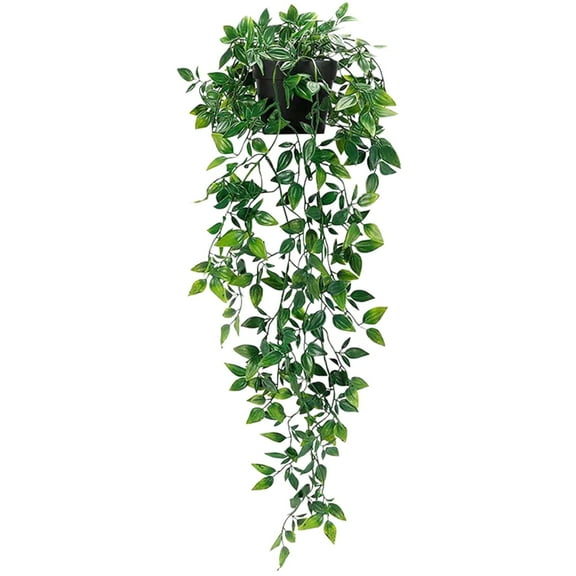 Tkrady Hanging Plants, Artificial Small Potted for Indoor Outdoor Office Living Room Shelf Decor (1 Pack)