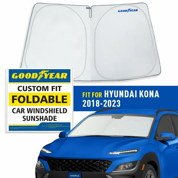 Goodyear Foldable Windshield Sunshade for Hyundai Kona 2018-2023, Car Accessories, Sunshade Cover, Sun Shade Car Windshield, Window Sun Blocker - GY008346