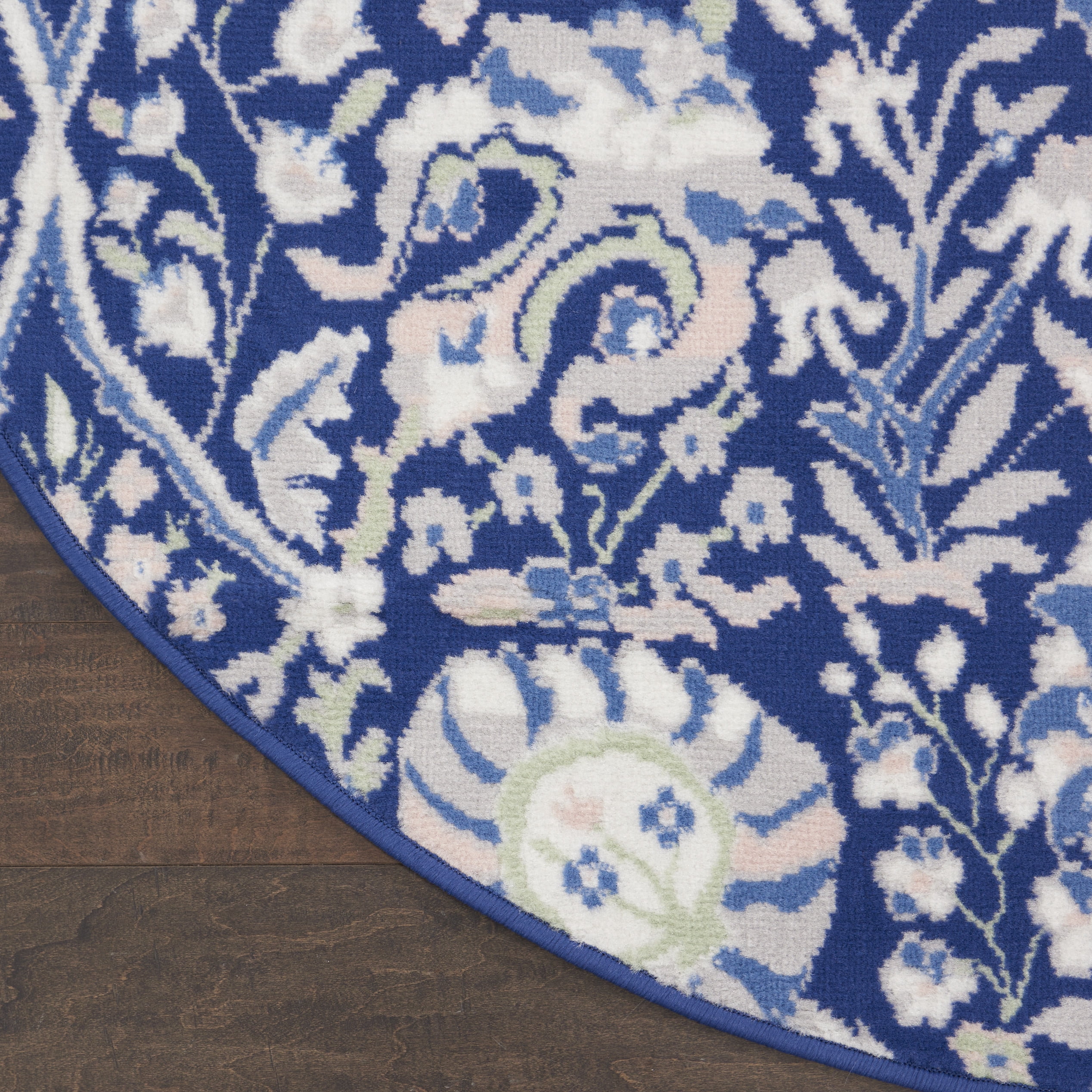 Nourison Whimsicle Floral Bohemian Navy Multicolor 5' x round Area Rug, (5' Round)