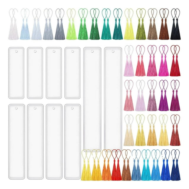 Paquete de 10 Marcapáginas DIY perfecl Resina Rectangular 80 piezas Borlas Coloridas