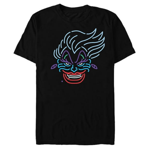Disney Ursula Neon Face T-Shirt- Short Sleeve Blended T-Shirt for Adults - Customized-Black