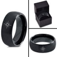 thumbnail image 4 of Tungsten Heart Compass Band Ring 8mm Men Women Comfort Fit Black Dome Brushed Polished, 4 of 4