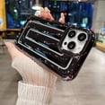 thumbnail image 3 of Compatible with iPhone 14 Pro Max Case 6.7 Inch,Luxury 3D Stripe Lattice Soap Case for Women Girls, Fashion Solid Color Electroplated Soft Silicone Shockproof Protective Back Cover-Black, 3 of 11