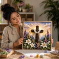 thumbnail image 7 of Cross Punch Needle Art Kit With Wooden Frame, Yarn Flower Embroidery Set for Adults and Beginners, Religious Easter Home Decor, 7.87 x 7.87 Inch, 7 of 7