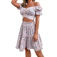 thumbnail image 1 of Sedceaty Women’s Casual T-shirt and Skirt Suit Fashion Floral Boat Neck Tops and A-line Mid-length Skirt, 1 of 7