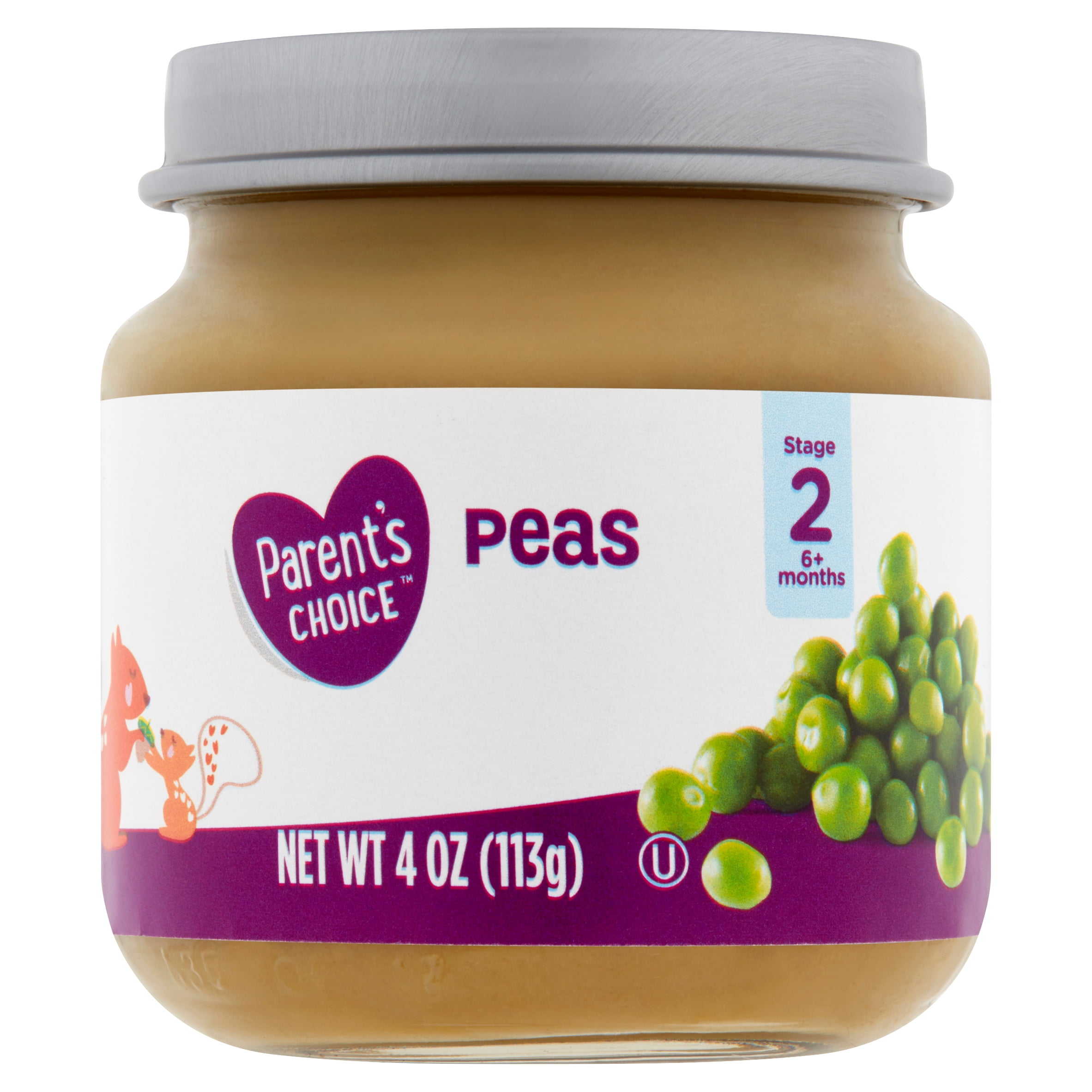 Parent's Choice Baby Food, Peas, Stage 2, 4 oz